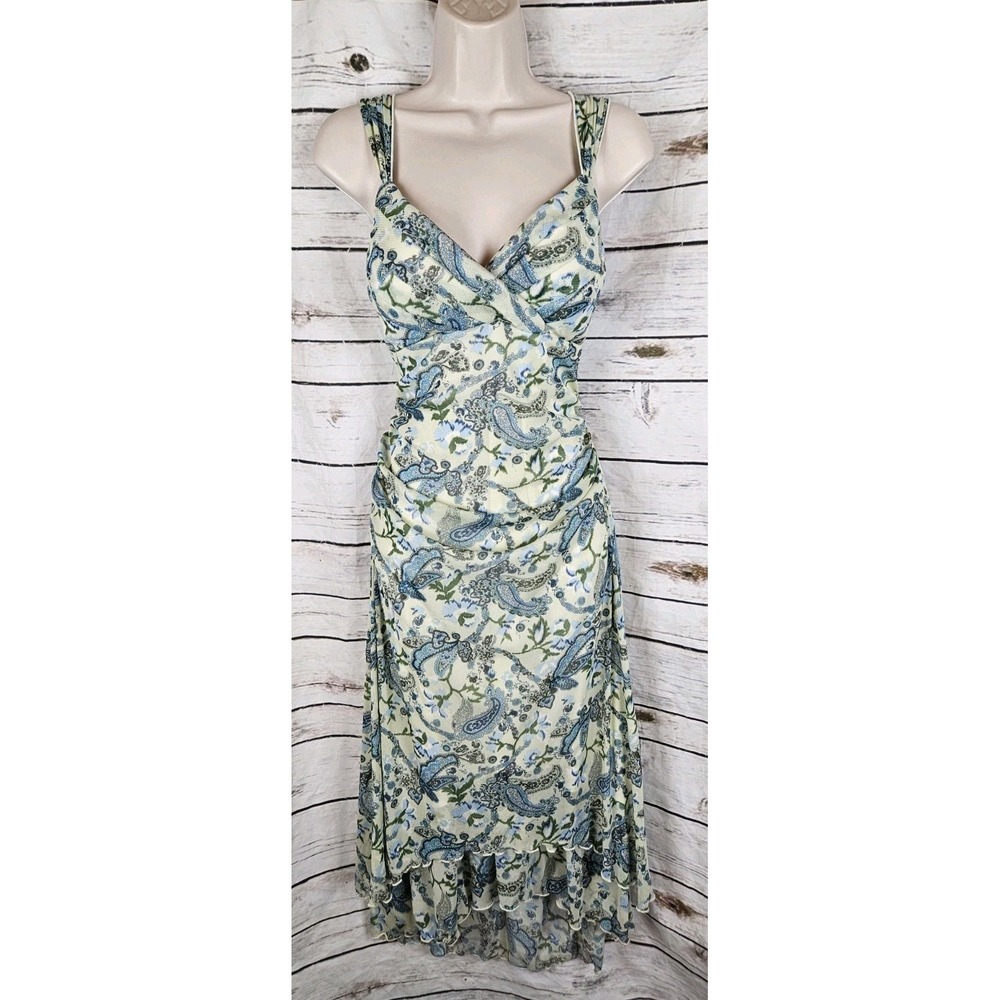 Vtg Y2K 90's Fairy Grunge Floral Babydoll Dress 8 Y2K Floral Mesh Lettuce Midi